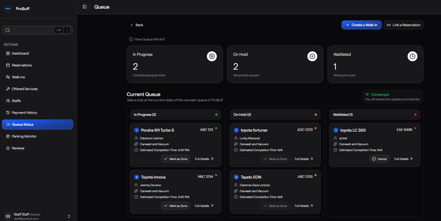 Probuff App UI Queue
